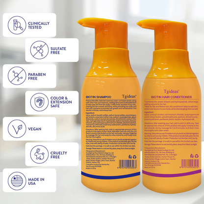 Tgideas Biotin Shampoo & Conditioner Set for Thinning Hair – Thickening & Strengthening Duo for Women and Men, Anti‑Breakage, 13.53 fl oz x 2