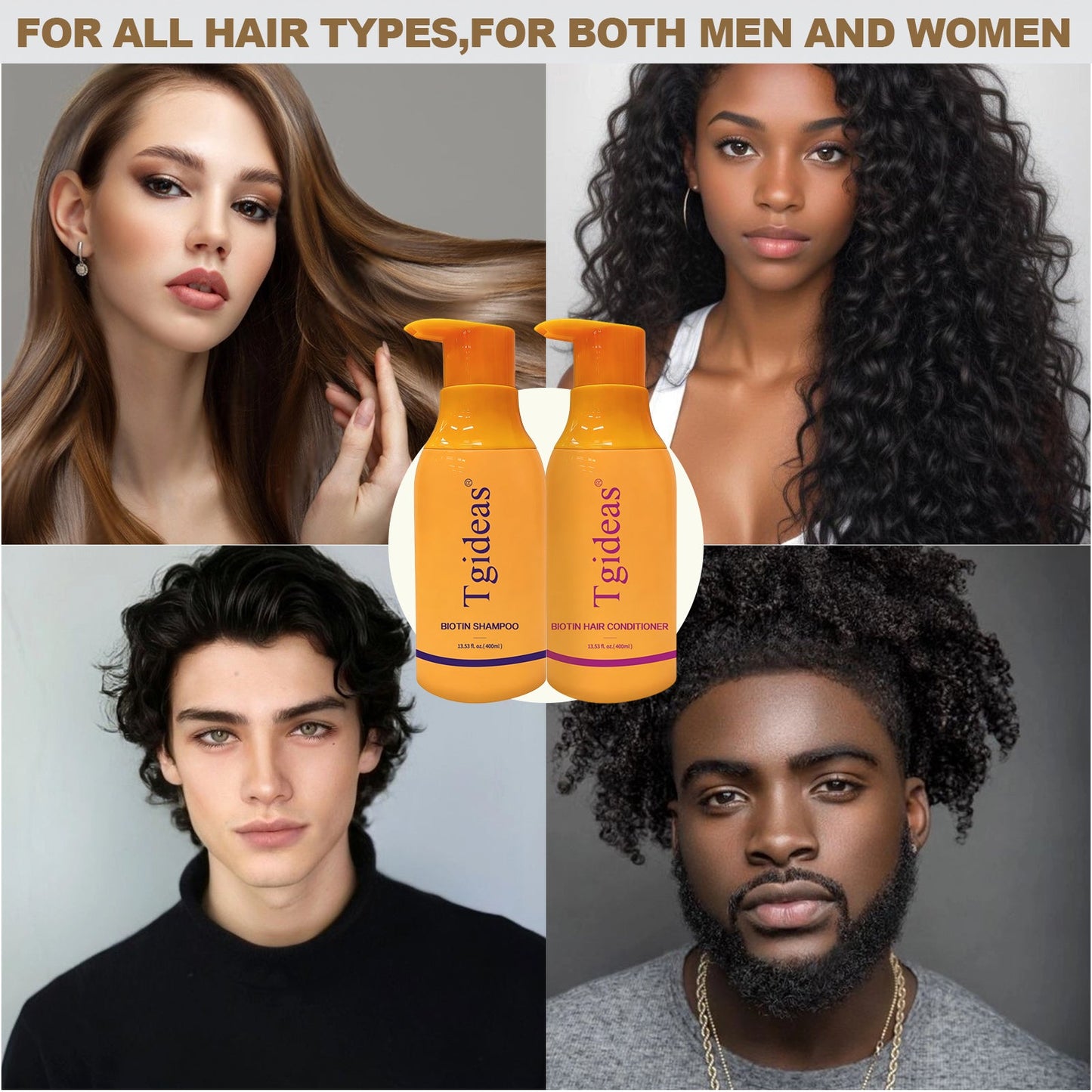Tgideas Biotin Shampoo & Conditioner Set for Thinning Hair – Thickening & Strengthening Duo for Women and Men, Anti‑Breakage, 13.53 fl oz x 2