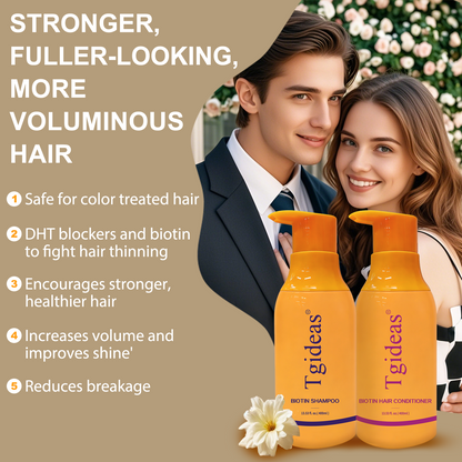 Tgideas Biotin Shampoo & Conditioner Set for Thinning Hair – Thickening & Strengthening Duo for Women and Men, Anti‑Breakage, 13.53 fl oz x 2