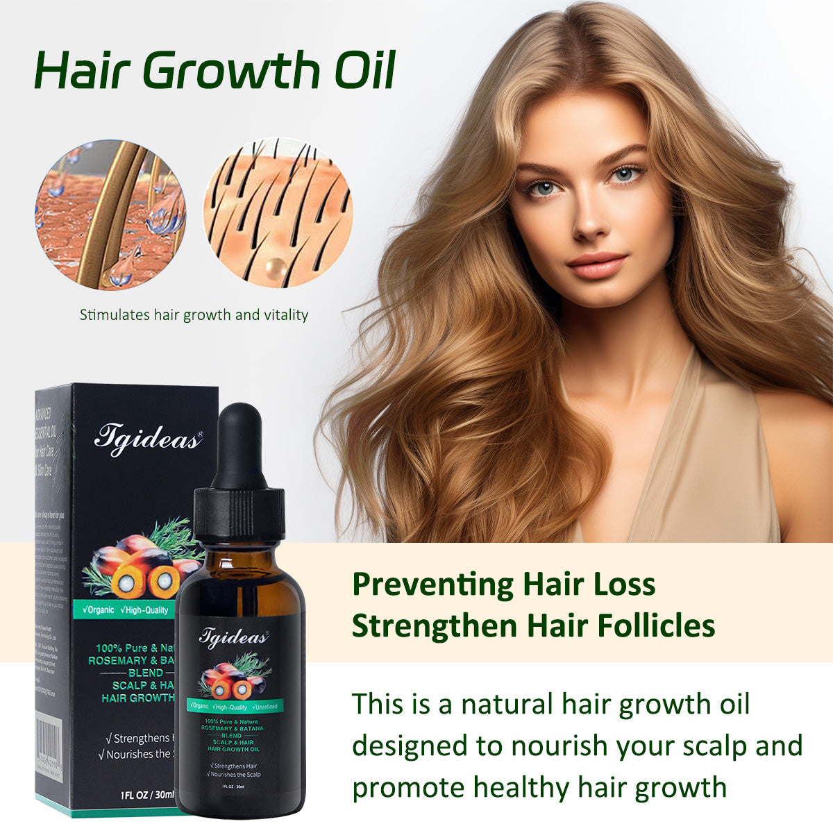 Tgideas® Batana & Rosemary Hair Oil: Anti-Shedding & Growth Treatment