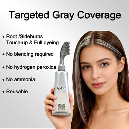Tgideas Comb‑In Hair Dye Cream for Gray Coverage – Natural Black & Dark Brown