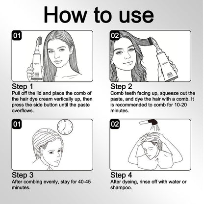 Tgideas Comb‑In Hair Dye Cream for Gray Coverage – Natural Black & Dark Brown