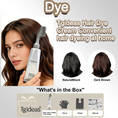 Tgideas Comb‑In Hair Dye Cream for Gray Coverage – Natural Black & Dark Brown