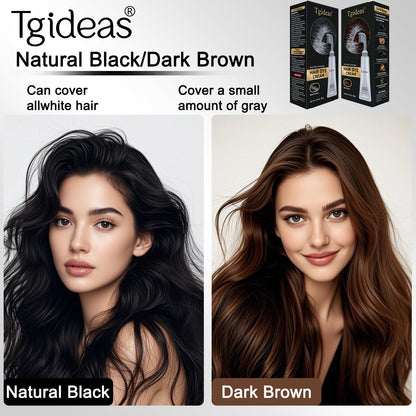 Tgideas Comb‑In Hair Dye Cream for Gray Coverage – Natural Black & Dark Brown