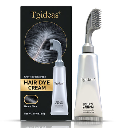 Tgideas Comb‑In Hair Dye Cream for Gray Coverage – Natural Black & Dark Brown