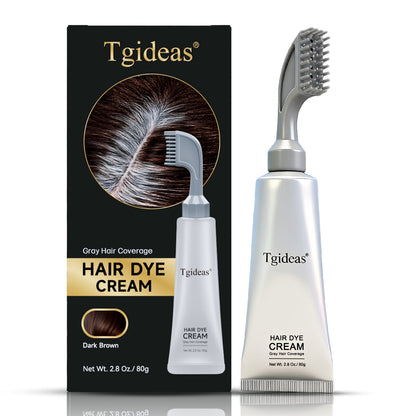 Tgideas Comb‑In Hair Dye Cream for Gray Coverage – Natural Black & Dark Brown